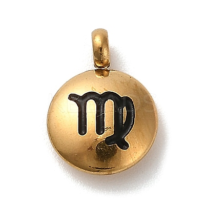 304 Stainless Steel Black Enamel Charms STAS-R009-02G-02-1