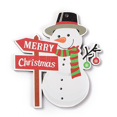 Christmas Wood Big Pendants HJEW-O004-13-1