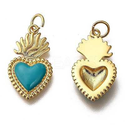 Golden Tone Brass Enamel Pendants LS-KK-K750-01G-D-1
