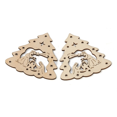 Christmas Theme Undyed Natural Wood Big Pendants WOOD-B001-01-1