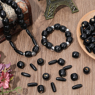 200Pcs 2 Styles Dyed Natural Wood Beads WOOD-PA0001-29A-1