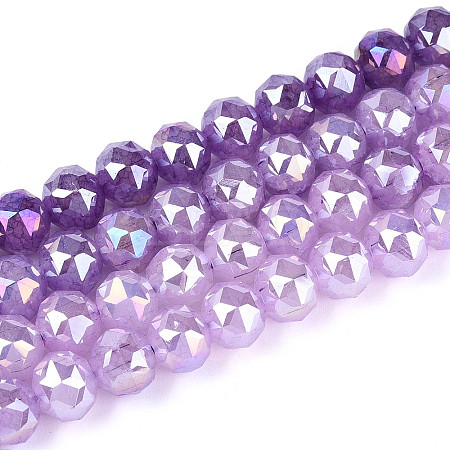 Anti-Tarnish Electroplate Glass Beads Strands X-GLAA-N064-8mm-08-1