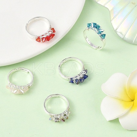 Glass Cuff Open Rings RJEW-JR01082-1