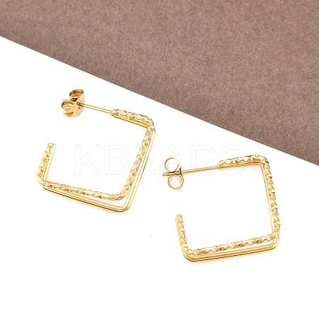 304 Stainless Steel Two-layer Square Stud Earrings EJEW-D339-02G-1