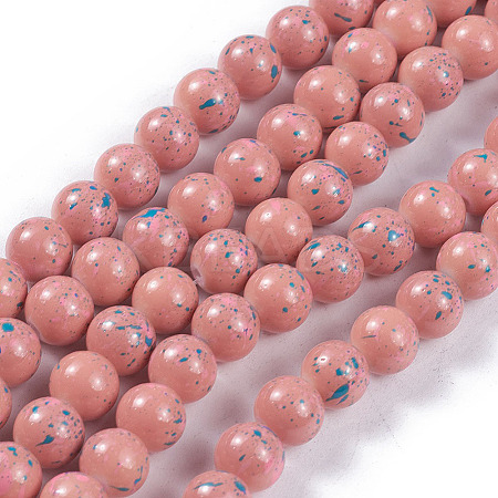 Opaque Baking Painted Glass Beads Strands GLAA-L024-C-21-1