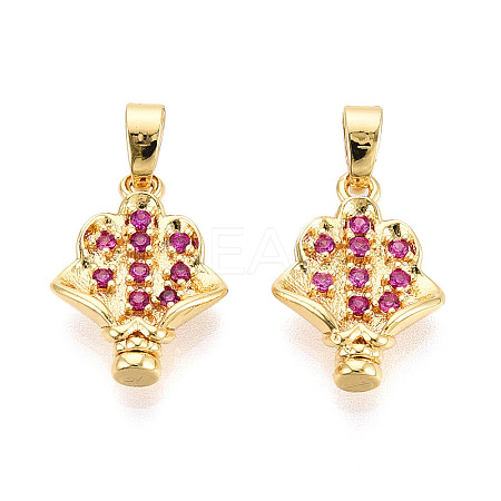 Brass Micro Pave Cubic Zirconia Pendants KK-N257-70G-1