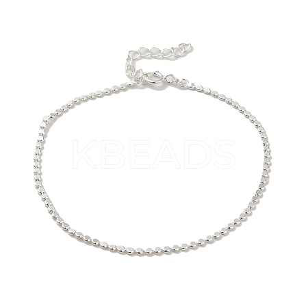 925 Sterling Silver Flat Round Link Chain Bracelets for Women BJEW-E101-01S-09-1