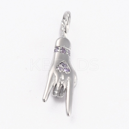 Brass Cubic Zirconia Pendants KK-B030-15A-P-1