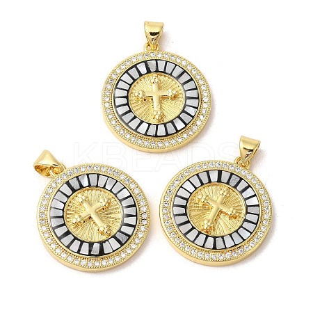 Brass Micro Pave Cubic Zirconia Pendants KK-K385-034G-1