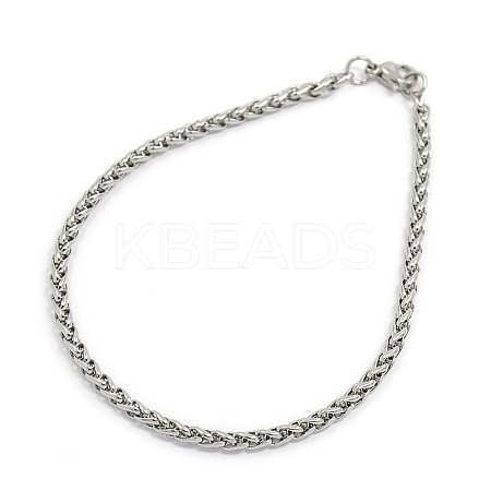 1Pc 304 Stainless Steel Wheat Chain Bracelets BJEW-DJ0001-83-1