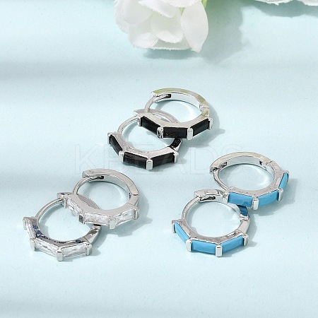 Brass Pave Cubic Zirconia Hoop Earrings EJEW-G471-09P-1