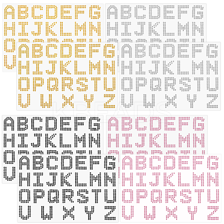 8 Sheets 4 Colors Letter A~Z Acrylic Hotfix Rhinestone DIY-CP0012-52-1