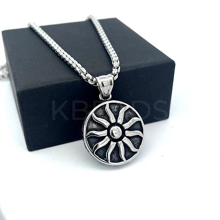 Vintage Sunflower Pendant 304 Stainless Steel Necklaces for Women Men PF9276-1