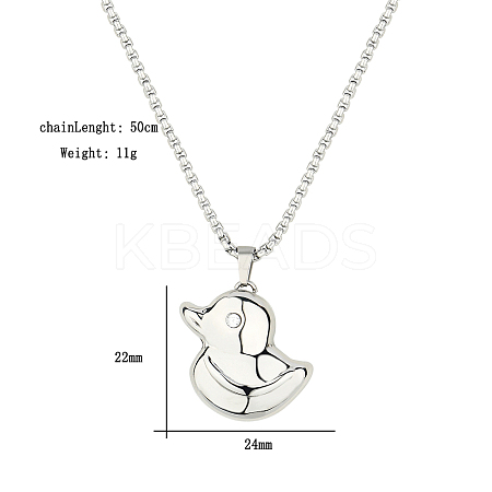 304 Stainless Steel Box Chain Duck Pendant Necklaces GZ1226-2-1