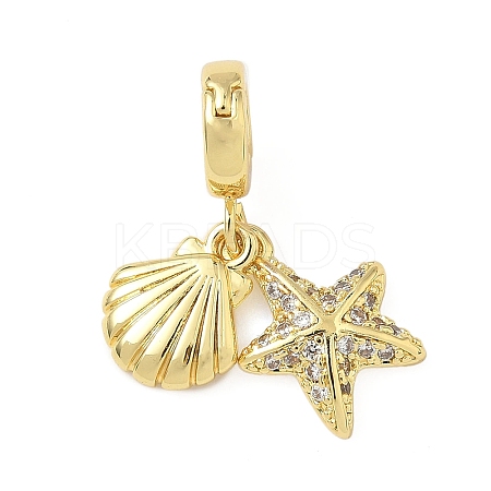 Brass Micro Pave Clear Cubic Zirconia Fold Over Clasps KK-H076-18G-1