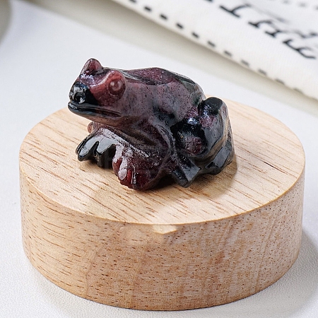 Natural Garnet Carved Healing Frog Figurines PW-WG28161-02-1