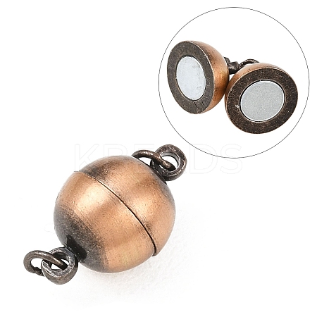 Brass Magnetic Clasps with Loops KK-E268-10mm-R-NR-1