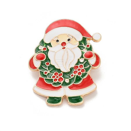 Santa Claus with Christmas Wreath Enamel Pins JEWB-H033-07C-KCG-1