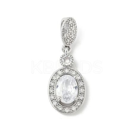 Oval Brass Micro Pave Cubic Zirconia Pendants KK-M326-15P-1