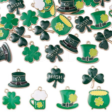 35Pcs 7 Styles Saint Patrick's Day Alloy Enamel Pendants ENAM-CJ0005-45-1