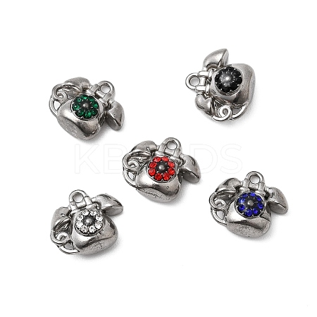 304 Stainless Steel Pave Rhinestone Charms STAS-G369-02P-1