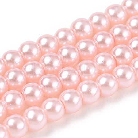 Baking Paint Pearlized Glass Pearl Round Bead Strands HY-Q330-8mm-05-1