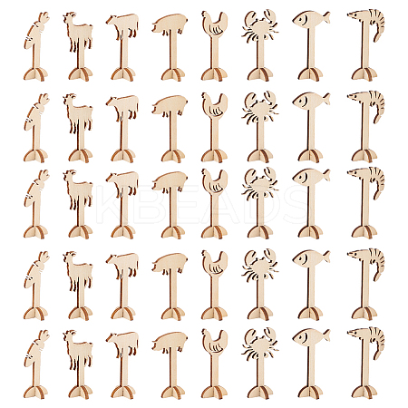 40 Sets 8 Styles Wood Display Decorations DIY-OC0012-71-1