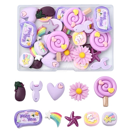 30Pcs 10 Styles Opaque Resin Decoden Cabochons CRES-YW0002-16-1