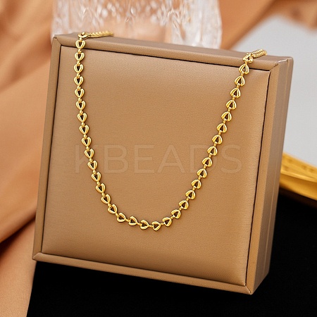 4MM 304 Stainless Steel Heart Link Chain Necklaces for Women LS-NJEW-G179-06G-1