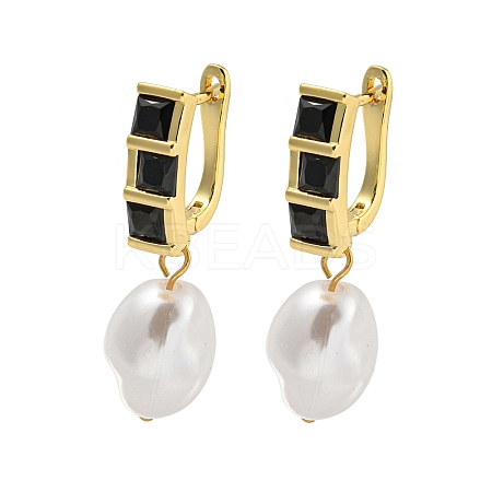 Rack Plating Brass Micro Pave Cubic Zirconia Hoop Earring EJEW-C102-02G-02-1