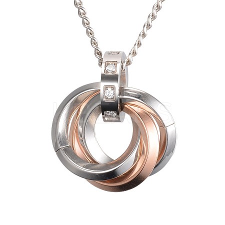 304 Stainless Steel Interlocking Ring Pendants LS-STAS-D440-06C-1