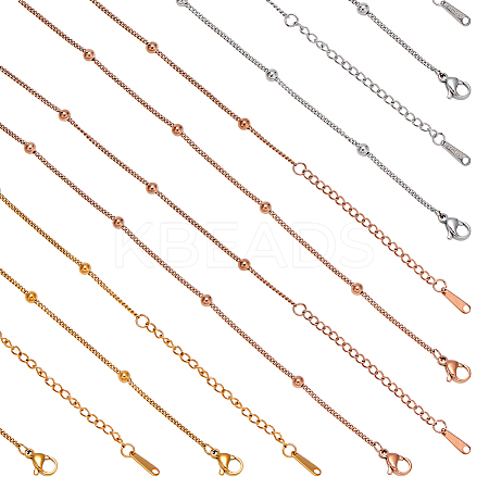 12Pcs 3 Colors 304 Stainless Steel Satellite Chain Necklaces Set for Men Women NJEW-NB0001-15-1