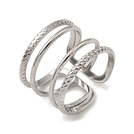 Non-Tarnish 304 Stainless Steel Open Cuff Rings RJEW-Z018-07P-1