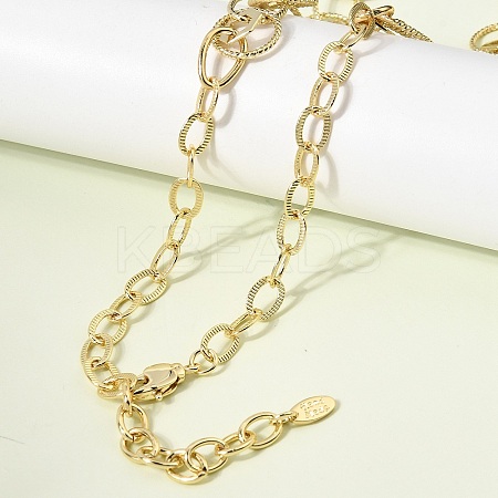 Brass Textured Rind Link Chain Necklaces NJEW-L013-06G-1