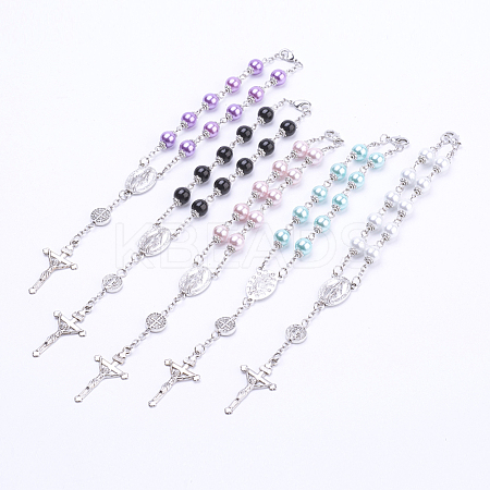 Pearlized Glass Beads Anklets AJEW-AN00212-1