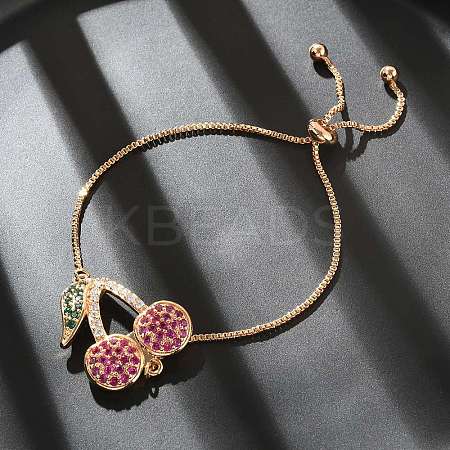 Cherry Brass Micro Pave Cubic Zirconia Link Slider Bracelets KK-R217-54G-1