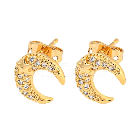 Brass Micro Pave Cubic Zirconia Ear Studs EJEW-P261-26A-G-1