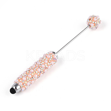 ABS Imitation Pearl & Polymer Clay Pave Rhinestone Touch Screen Stylus AJEW-T013-06H-1