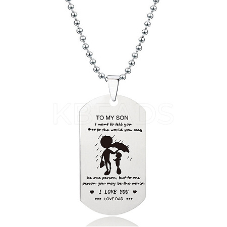 201 Stainless Steel To My Son Dog Tag Pendant Ball Chain Necklaces FS-WG527E6-11-1