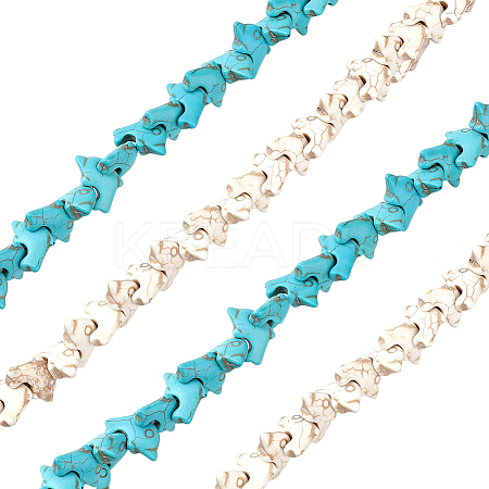 SUPERFINDINGS 2 Strands 2 Colors Synthetic Turquoise Beads Strands G-FH0001-96-1