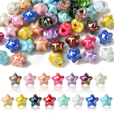 50Pcs UV Plating Plastic Beads SACR-CJ0001-69-1