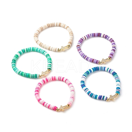 Polymer Clay Heishi Beads Stretch Bracelet for Women BJEW-JB07207-1