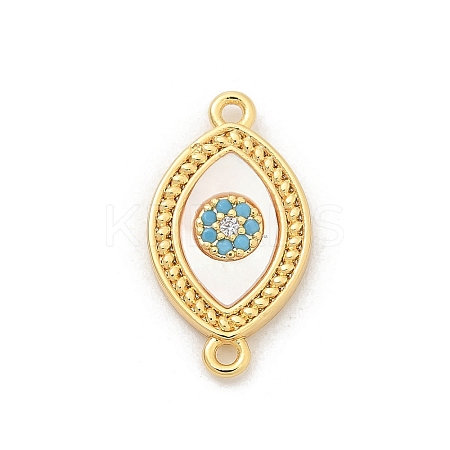 Brass Micro Pave Clear Cubic Zirconia Connector Charms KK-M303-04G-01-1