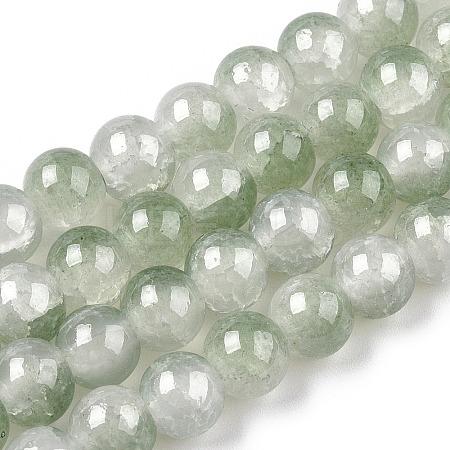 Crackle Baking Paint Imitation Jade Glass Beads Strands DGLA-T003-10mm-06-1