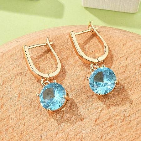Flat Round Brass Pave Cubic Zirconia Hoop Earrings for Women EJEW-G428-22G-1