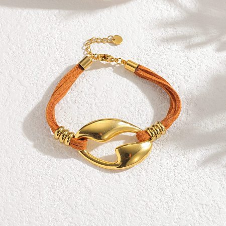Velvet Cord & 304 Stainless Steel Charms Bracelets BJEW-H638-04G-1