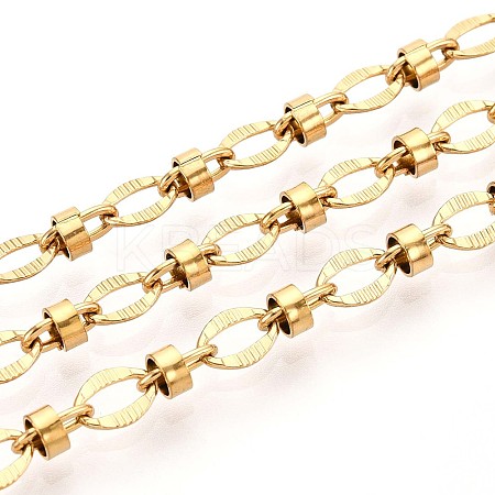 304 Stainless Steel Textured Oval Link Chains CHS-N005-06C-G-1