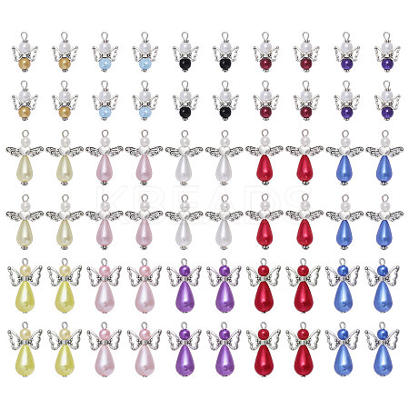60Pcs 60 Style Glass Pearl Beaded Pendants FIND-CA0007-82-1