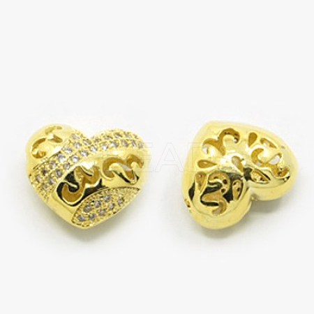 Brass Micro Pave Cubic Zirconia Beads ZIRC-F004-33G-1