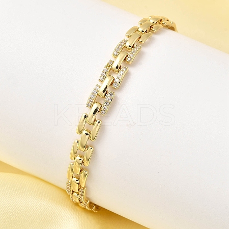Brass Micro Pave Clear Cubic Zirconia Panther Chain Bracelets for Women BJEW-H630-04G-1